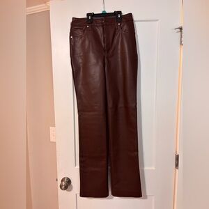 Express High Rise Brown Faux Leather Pants